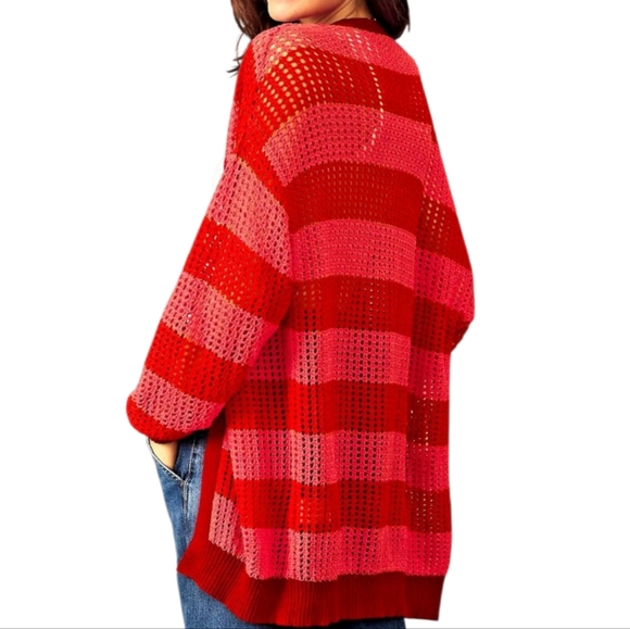 NWT FARM Rio Red and Pink Striped Cardigan - Picture 2 of 7